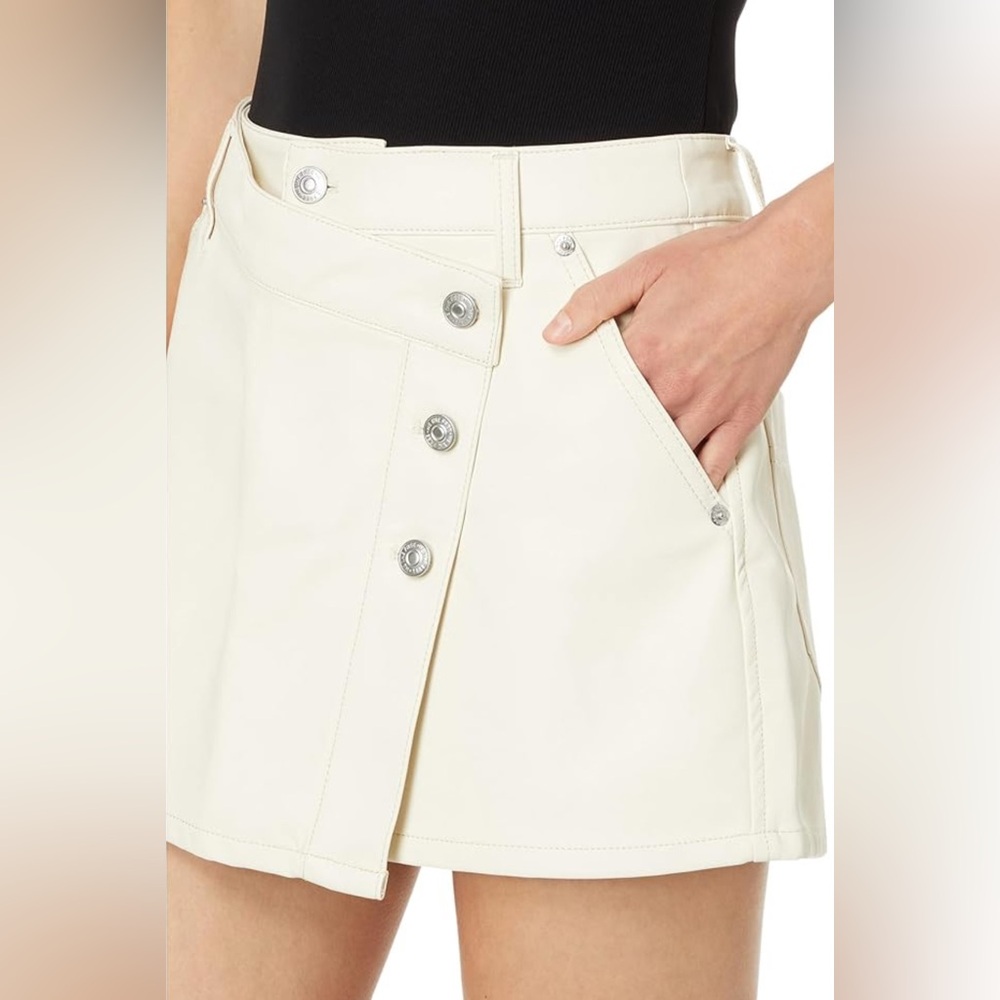 We The Free Off-White Vegan Leather Mini Skirt Size 25 New With Tags
